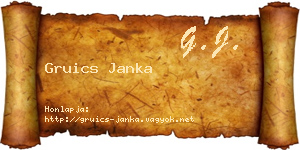 Gruics Janka névjegykártya
